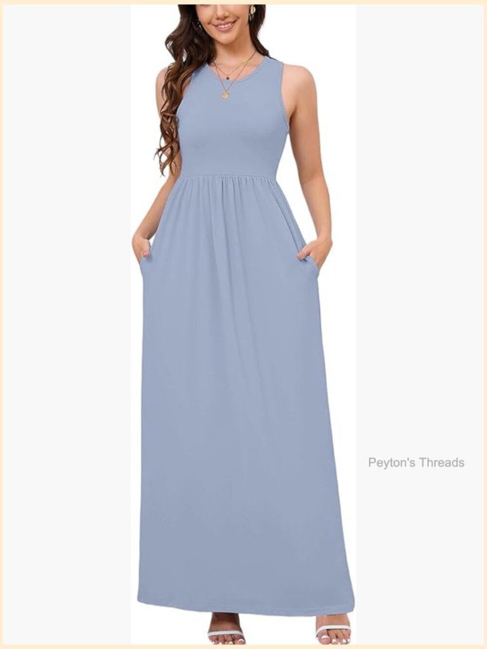 Sleeveless Maxi Dress with Pockets Casual Summer Beach Floor Length